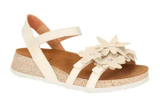 Think Damen Sandalette 551 Wei? ivory/kombi Echtleder Keilabsatz Klettverschluss