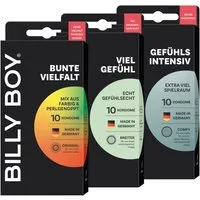 Billy Boy Einhand-Kondome Bunte Vielfalt - Viel Gefühl - Gefühlsintensiv 3 x 10 Stück Ausprobierset, 30 St., 3 x 10 Stück, Gefühlsintensiv
