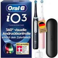 Oral-B Elektrische Zahnbürste iO Series 3 Doppelpack, Aufsteckbürsten: 2 St., Magnet-Technologie