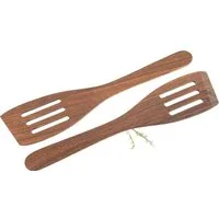Holz Frank Pfannenwender Holz Pfannenwender gebogen mit Schlitzen aus Nussbaum geölt - 2er Set