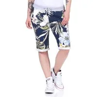 CLEO STYLE Sweatbermudas Sweat Bermuda 9 Dunkelblau / Blume 2