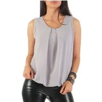 malito more than fashion Chiffonbluse malito Damen Bluse ärmellos 6879 Blusentop mit Rundhals-Ausschnitt