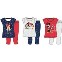 Disney Minnie Mouse Capri-Pyjama 3x MINNIE MOUSE Pyjama Mädchen Schlafanzug Set 3 Stück Kinder 2 3 4 5 6 7 8 9 10 Jahre Gr.98 104 110 116 128