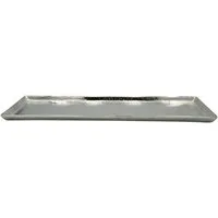Meinposten Dekotablett Tablett Deko Metall 44x13 cm silber Kerzentablett rechteckig (1 St), aus Aluminium