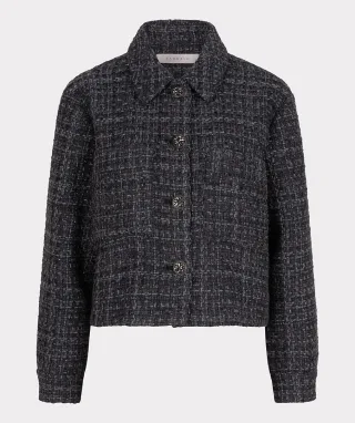 Esqualo - Tweedjacke mit schicken Knöpfen grau - Gr. - 34