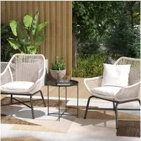 Outsunny Gartentisch Ø46 x 53 cm, Rund, wetterfest, mit klappbar Tischbeine (Beistelltisch, 1-St., klappbar Balkontisch), für Wohnzimmer, Büro, Outdoor, Indoor, Schwarz
