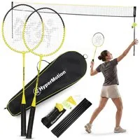 HyperMotion Federballschläger HyperMotion Badminton Set mit Netz 2 Schläger 3 Federbälle