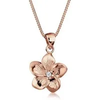 Elli DIAMONDS Kette mit Anhänger Frangipani Blüte Diamant (0.03 ct) 925 Silber, Frangipani Blüte
