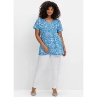 Sheego T-Shirt T-Shirt Kurzarm mit Ausbrenner-Effekt und geschlitzten Ärmeln