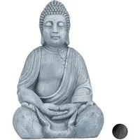 relaxdays Buddhafigur Buddha Figur 50 cm, Hellgrau
