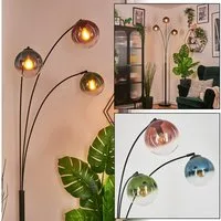 hofstein Stehlampe Stehlampe aus Metall/Glas in Schwarz/Blau/Grün/Kupfer/Klar, verstellbare Stehleuchte im Vintage-Design, Fußschalter, 210 cm, 3xE14