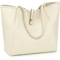 TAN.TOMI Schultertasche Damen Umhängetasche PU Leder Tote Shopper Bag Reise Geldbörse, Mit Drehverschluss und Innentasche für Arbeit, Schule, Einkauf