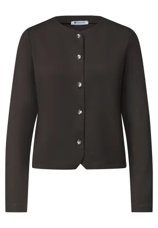 Street One - Strick-Look Jacke mit dekorativen Knöpfen black coffee - Gr. - 36