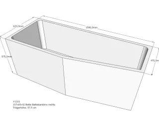 Neuesbad Wannenträger für Bette Bambino 157x65 Fußende re SW12038