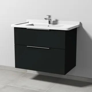Sanipa 3way Waschtischunterbau zu Duravit Starck 3 Waschtisch mit 2 Auszügen, Vulkan-Matt UP7111V