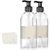 Oputec Seifenspender 2 x 500ml Seifenspender aus Kunststoff Flasche zum Befüllen +Etiketten