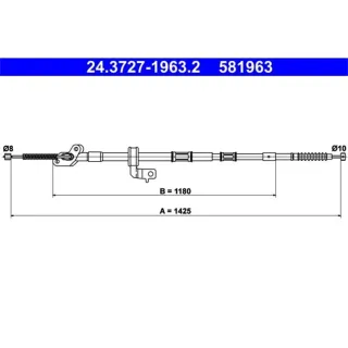 ATE Handbremsseil hinten Toyota Rav 4 2 24.3727-1963.2