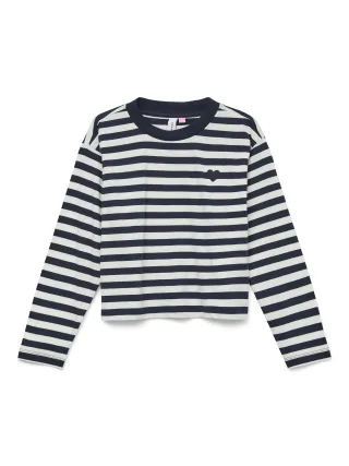 VERO MODA - VMLEILA STRIPE LS SHORT TOP GIRL NOOS navy blazer - Gr. - 128