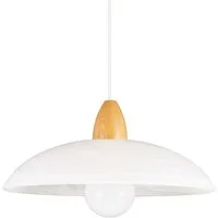 Helios Leuchten Pendelleuchte Hängelampe Alabasterglas Holz Buche Küchenlampe Deckenlampe, für Wohnraum Küche Esszimmer, extralange Aufhängung