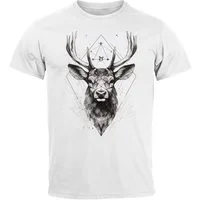 Neverless Print-Shirt Herren T-Shirt Hirsch Trachtenshirt Tiermotiv WildTier Abstrakt mit Print