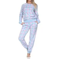 Normann Pyjama Normann Damen langarm Fleece Pyjama mit Bündchen in chilligen Look