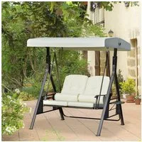 Outsunny Hollywoodschaukel mit Sonnendach, Kissen, 2-Sitzer, Bettfunktion, Gartenschaukel, 1 tlg., Schaukel, für Garten, Balkon, Beige