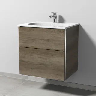 Sanipa 3way Waschtischunterbau zu Geberit Acanto Slim Waschtisch mit 2 Auszügen, Eiche-Nebraska BR41037