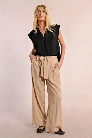 molly bracken - Hose mit hoher Taille beige - Gr. - M