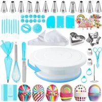 BlingBin Tortenwerkzeug DIY Backset 255 Teile – Drehbarer Kuchenständer & Backzubehör, (255er Set, 255-tlg., 255-teiliges Kuchendekorationsset), 12 verschiedene Spritztüllen für kreative Dekoration