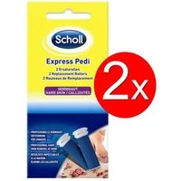 Scholl Hornhautentferner Ersatzrolle Express Pedi 2er Set 4 Ersatzrollen Hornhaut Entferner Rollen, Feine Rolle für weiche und gepflegte Füße Pediküre, Ersatz-Rollenkopfnachfüllungen Reinigung, Fuß Pflege Nachfüller für die elektrischen Hornhautentfe