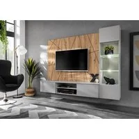 ASM-Moebel Wohnwand Wohnwand Anbauwand XARI mit Led und Push - Click, Mit Led Beleuchtung und Push-Click System
