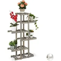 relaxdays Blumenständer Blumenregal Holz 5 Ebenen, grau