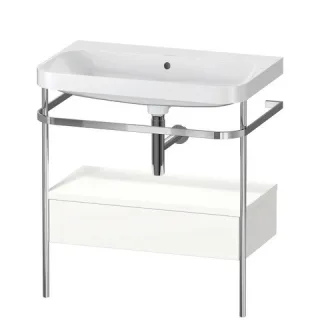 Duravit Happy D.2 Plus c-shaped Set mit Metallkonsole und Schubkasten Weiß Seidenmatt 775x490x850 mm HP4842N3636