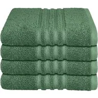 Schiesser Handtücher Milano aus 100% Baumwolle mit eleganter Bordüre in Hoch-Tief-Optik, Frottier (Set, 4-St), Made in Green