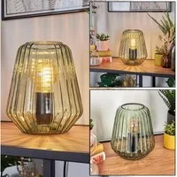 hofstein Tischleuchte Tischlampe aus Metall/Glas in Schwarz/Grün, ohne Leuchtmittel, Glasschirm (17cm), An/-Auschalter am Kabel, 1x E27, ohne Leuchtmittel