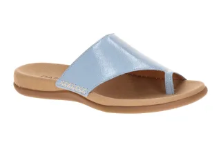 Gabor 83.700 Damen Pantoletten Sky Blau Best Fitting Echtleder Keilabsatz