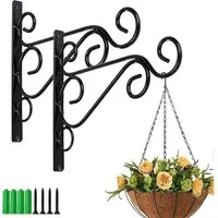 TUWENA Wandhaken Haken Blumenampel Schwarz mit Schrauben,Pflanze Wandhalterung hängende