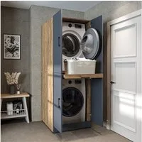 Roomart Waschmaschinenumbauschrank DORA Waschmaschinenschrank 70 cm, Soft-Close, 130 kg, in 4 Farben (Waschmaschinenschrank DORA für Trockner & Waschmaschine in 5 Farben) Soft-Close, Vollauszug, 130 kg, 2 Größen, 5 Farben, Wandbefestigung