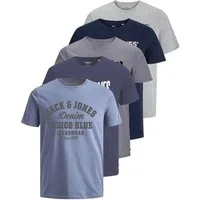 Jack & Jones Print-Shirt Bedrucktes T-Shirt aus Baumwolle (5er-Pack)