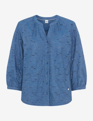 BRAX - Bluse mit Lochstickerei - Style Velia blau - Gr. - 38