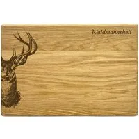 Camolo Frühstücksbrett Waidmannsheil aus Eiche 30 x 20 cm mit Hirsch, Holz