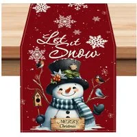 LAPAPRO Tischläufer Weihnachtlicher Leinen Tischläufer mit Druck Festliche Tischdekoration