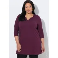 Ulla Popken Longshirt Longshirt A-Linie Tunika-Ausschnitt 3/4-Arm