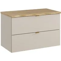 Lomadox Waschbeckenschrank DURANGO-56 80 cm breit in Kaschmir und Eiche mit Baumkantenoptik, 2 Schubladen