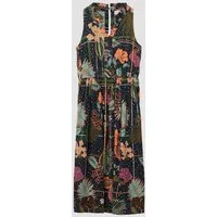 s.Oliver Midikleid Kleid Midikleid aus satinierter Viskose mit Rüschenkragen