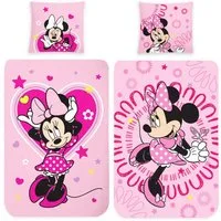 BERONAGE Kinderbettwäsche Minnie Mouse Sweet Pink Bettwäsche Biber / Flanell, 100% Baumwolle, 2 teilig, 135x200 + 80x80 cm