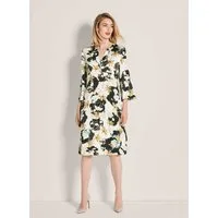 MADELEINE Midikleid Print-Kleid mit Volants Midikleid mit Rundhals, Taschen, Knielänge und 3/4-Arm