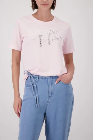 monari - T-Shirt mit Schmuckschrift french rose - Gr. - 36