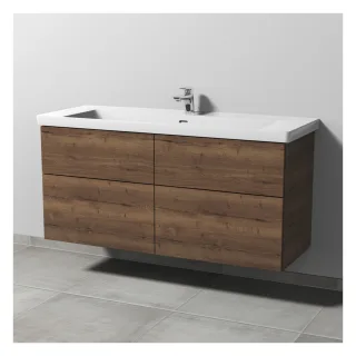 Sanipa 3way Waschtischunterbau zu Villeroy & Boch Subway 3.0 Waschtisch mit 4 Auszügen, Eiche-Tabak SM85050