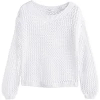 Next Strickpullover Schulterfreier Pullover mit Mesh und Häkelbesatz (1-tlg)